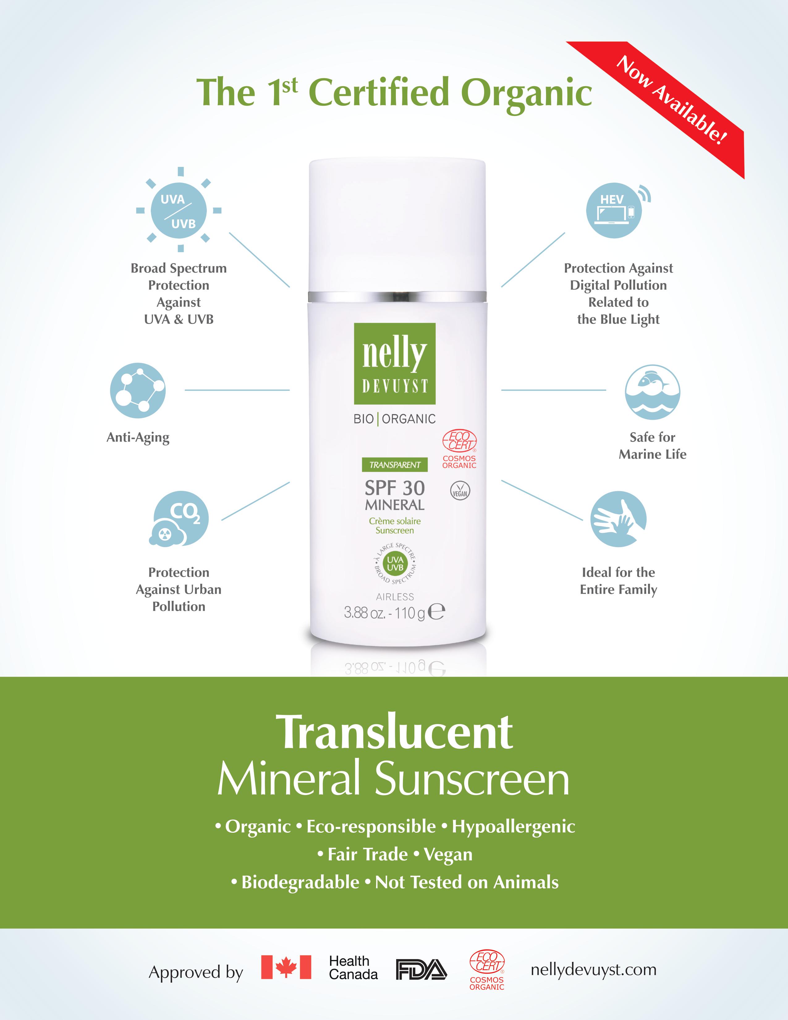 SPF30 Translucent Mineral Organic Sunscreen 