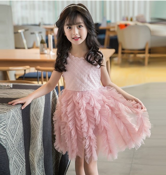 Girls Princes Pink Flower Dress